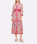 Paisley-Dessin-Druckkleid ecru-fuchsia