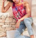 Paisley-Muster-Shirttop erdbeere-orange-bedruckt