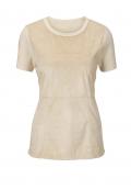 Patch-Velourslederimitat-Strick-Pullover beige