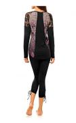 Patchwork-Shirt mit Spitze schwarz-bunt