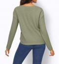 Perlfang-Strick-Pullover mitSeitenschlitze schlamm