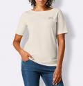 Pima-Baumwolle-Stretchshirt mit Strass champagner
