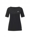 Pima-Baumwolle-Stretchshirt mit Strass schwarz