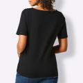 Pima-Baumwolle-Stretchshirt mit Strass schwarz