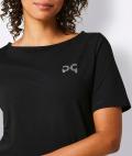 Pima-Baumwolle-Stretchshirt mit Strass schwarz