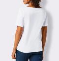 Pima-Baumwolle-Stretchshirt mit Strass weiß