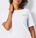 Pima-Baumwolle-Stretchshirt mit Strass weiß