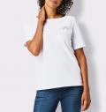 Pima-Baumwolle-Stretchshirt mit Strass weiß