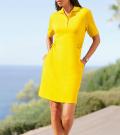 Polo-Jerseykleid mit Kordelzug sonnengelb