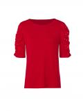 Puffärmelshirt mit Zierperlen rot