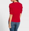 Puffärmelshirt mit Zierperlen rot