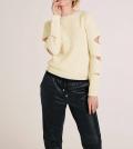 Pullover mit Cut-Outs creme