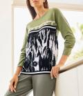 Pullover mit Foliendruck schilf-schwarz
