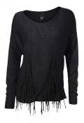 Pullover mit Fransen schwarz