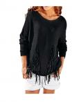 Pullover mit Fransen schwarz