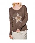 Pullover mit Pailleten taupe