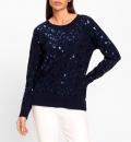 Pullover mit Pailletten-Verzierung marine
