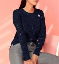 Pullover mit Pailletten-Verzierung marine