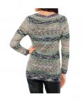 Pullover mit Pailletten grau-smaragd