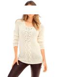 Pullover mit Perlen creme