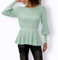 Pullover mit Schößchen kalkmint-ecru-meliert