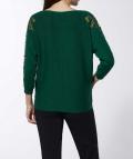 Pullover mit Seide und Spitze grün