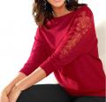 Pullover mit Seide und Spitze rot