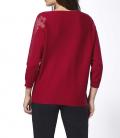 Pullover mit Seide und Spitze rot
