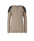 Pullover mit Spitze sand-schwarz