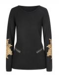 Pullover mit Spitze schwarz-gold