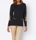 Pullover mit Spitze schwarz-gold