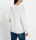 Pullover mit Statementprint und Ziersteinchen ecru