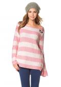 Pullover mit Steinen rosa-ecru