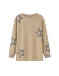 Pullover mit Stern-Intarsien beige