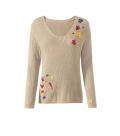 Pullover mit Stickereien sand