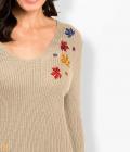 Pullover mit Stickereien sand