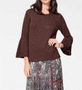 Pullover mit Volants brombeere