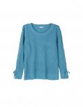Pullover mit eingeflochtenen Bändern am Ärmel blau