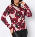 Pullover mitBlütendruck puder-rot