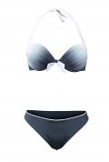 Push-up-Bikini anthrazit-weiß