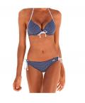 Push-up-Bikini navy-weiß A-Cup