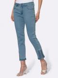 Push-up-Jeans mit Blüten-Applikation blue-bleached