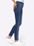 Push-up-Jeans mit Ziersteinen-Schriftzug blue