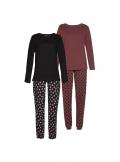 Pyjamas im Doppelpack schwarz + bordeaux
