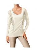 Reißverschluß-Pullover mit Spitze ecru