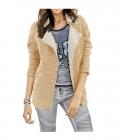 Reißverschluß-Wollblazer beige