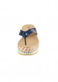 Rind-Lackleder-Pantolette blau-beige-gelb