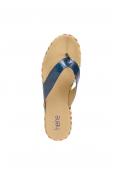 Rind-Lackleder-Pantolette blau-beige-gelb