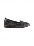 Rind-Leder-Slipper schwarz-silber