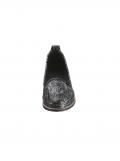 Rind-Leder-Slipper schwarz-silber